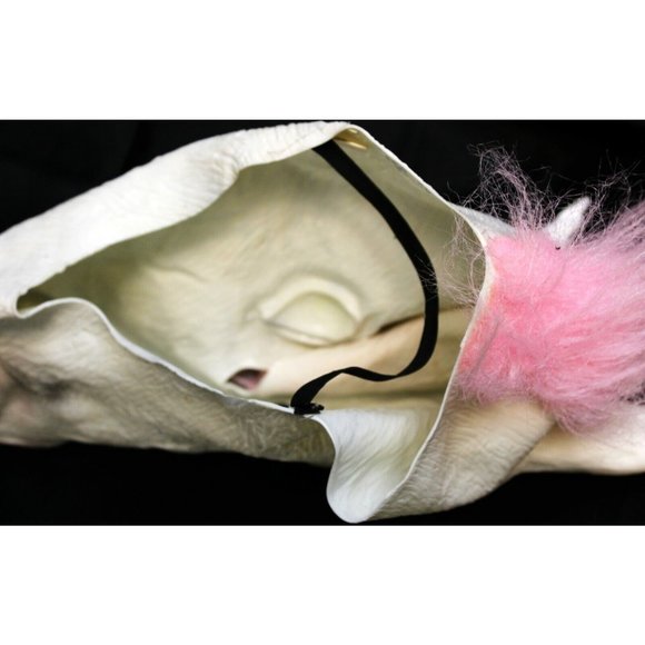 White Unicorn Horse Full Face Mask Cosplay Rubber Creepy Halloween Costume Pink - Picture 9 of 11